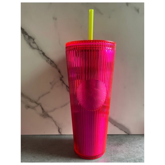 Starbucks Other - NEW Starbucks 2023 Summer Pleated Neon Magenta Venti Tumbler